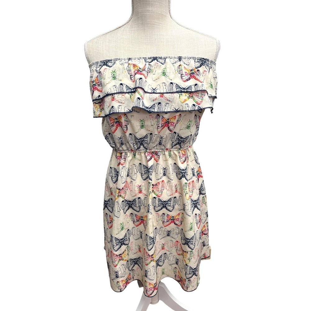 Ocean Drive Clothing Co Dress Size Med Ivory with Butterfly Patterns Mini